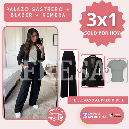 3x1 Palazo Sastrero MOLDEADOR + Blazer Sastrero + Remera