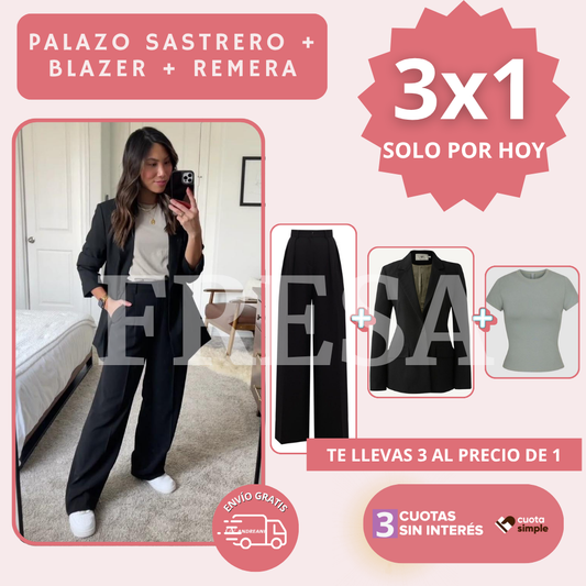3x1 Palazo Sastrero MOLDEADOR + Blazer Sastrero + Remera